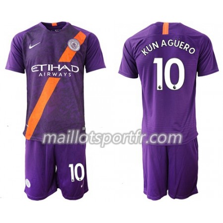 Maillot de Foot Manchester City Kun Aguero 10 Enfant Troisieme 2018/19